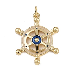 Синий Латунь эмаль подвески, подвески в форме шлема, с целью перехода в кольце, стойки покрытие, без кадмия и без свинца, долговечный, реальный 18 k позолоченный, синие, 24.5x20x3.5 мм, отверстие : 3.2 мм