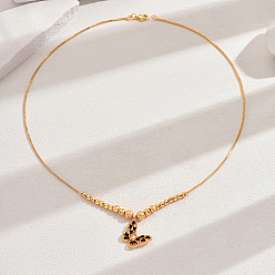 Черный Модные латунные ожерелья с подвеской в виде бабочки из кубического циркония для женщин, реальный 18 k позолоченный, чёрные, 18.90 дюйм (48 см)