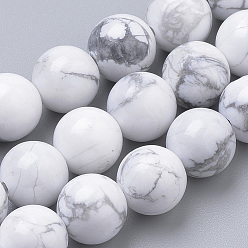 Howlite Natural Howlite Beads Strands, Round, 8mm, Hole: 1mm, about 50pcs/strand, 15.7 inch