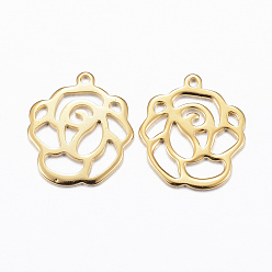 Golden 201 Stainless Steel Charms, Flower, Golden, 16x14x1mm, Hole: 1mm