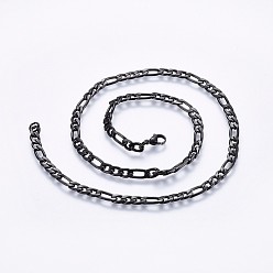 Gunmetal 304 Stainless Steel Figaro Chain Necklaces, with Lobster Claw Clasps, Gunmetal, 20 inch(51cm), 5x1.5mm