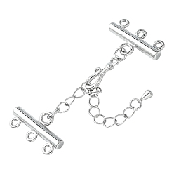 Platinum Brass Chain Extender and Lobster Claw Clasps, Necklace Layering Clasps, Lead Free, Cadmium Free and Nickel Free, Platinum, 47mm, S Hook Clasp: 6x16mm, 1/3 Links: 12x22mm