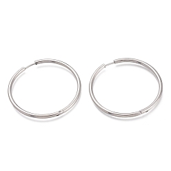 Stainless Steel Color 201 Stainless Steel Huggie Hoop Earrings, with 304 Stainless Steel Pin, Hypoallergenic Earrings, Ring, Stainless Steel Color, 45x2.5mm, 10 Gauge, Pin: 1mm
