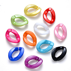 Mixed Color Opaque Acrylic Linking Rings, Quick Link Connectors, for Curb Chains Making, Twist, Mixed Color, 23x17x4.5mm, Inner Diameter: 13.5x7mm