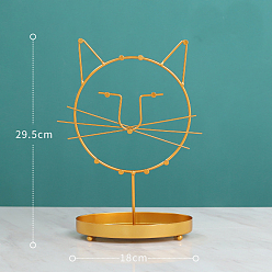 Cat Shape Iron Jewelry Stand Holder, Storage Stand for Ring Earring Necklace Bracelet, for Home Desktop Decoration, Cat Shape, 18x29.5cm