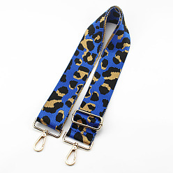 Royal Blue Leopard Print Pattern Polyester Adjustable Wide Shoulder Strap, with Swivel Clasps, for Bag Replacement Accessories, Light Gold, Royal Blue, 80~130x5cm