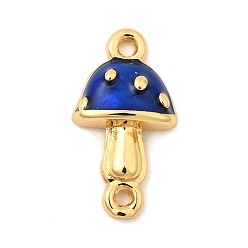 Синий Подвески-соединители из латунной эмали в виде осеннего гриба, долговечный, без кадмия и без свинца, реальный 18 k позолоченный, стойки покрытие, синие, 16.5x9x3 мм, отверстие : 1.2 мм