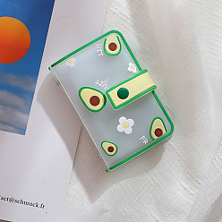 Avocado Cartoon Style PVC Card Case, Card Holder, with Magnetic Snap Button, Rectangle , Avocado Pattern, 105x70mm