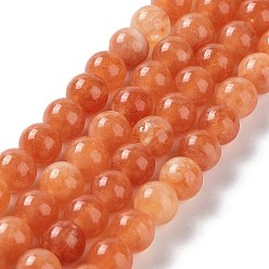 Coral Dyed Natural Malaysia Jade Beads Strands, Round, Coral, 6mm, Hole: 1mm, about 31pcs/strand, 7.48 inch(19cm)