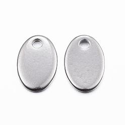 Stainless Steel Color 304 Stainless Steel Charms, Stamping Blank Tag, Oval, Stainless Steel Color, 9x6x0.8mm, Hole: 1mm