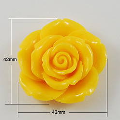 Gold Resin Cabochons, Flower, Gold, 42x16mm