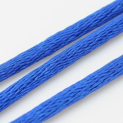 Blue Nylon Cord, Satin Rattail Cord, for Beading Jewelry Making, Chinese Knotting, Blue, 2mm, about 50yards/roll(150 feet/roll)