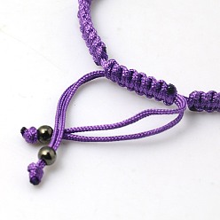 Сине-фиолетовый Нейлона DIY изготовление браслетов, с гематитом бусы и медные кольца, золотые, синий фиолетовый, 140~145x4~6 мм