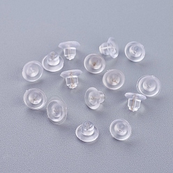 Clear Plastic Ear Nuts, Earring Backs, Clear, 5x7mm, Hole: 0.3mm