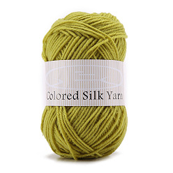 Yellow Green 4-Ply Milk Cotton Polyester Yarn for Tufting Gun Rugs, Amigurumi Yarn, Crochet Yarn, for Sweater Hat Socks Baby Blankets, Yellow Green, 2mm, about 92.96 Yards(85m)/Skein