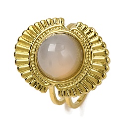 Натуральный Агат Кольца из натурального агата, овальные золотистые тона 304 манжеты из нержавеющей стали для женщин, овальный : 22x17 mm, внутренний диаметр: 17 мм