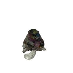 Tourmaline Resin Cat Figurines, with Natural Tourmaline Chips inside Statues for Home Office Decorations, 25x30x30mm