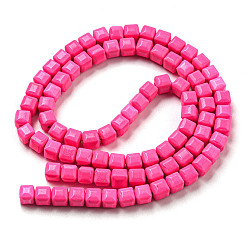 Темно-Розовый Природный агат бисер нитей, окрашенные, кубические, темно-розовыми, 4.5x4.5x4.5 мм, отверстие : 1.2 мм, около 88 шт / нитка, 15.04'' (38.2 см)