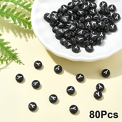 Letter Y Непрозрачные акриловые бусины с горизонтальными отверстиями, с эмалью, плоско-круглые, Письмо Y, 7x4 мм, отверстие : 1.5 мм