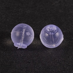 Clear Eco-Friendly Silicone Ear Nuts, Earring Backs, Half Drilled, Round, Clear, 6.5mm, Hole: 0.8mm, 300pc/bag
