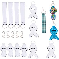 White GORGECRAFT DIY Keychain Clasps, with Sublimation Blank MDF Hand Sanitizer Keychain Holders and Alloy Swivel Lobster Claw Clasps, Mixed Shapes, White, 30pcs/set