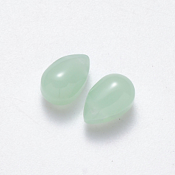 Dark Sea Green Imitation Jade Glass Charms, Teardrop, Dark Sea Green, 9x6x6mm, Hole: 1mm