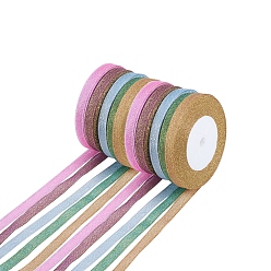 Mixed Color Polyester Organza Ribbon, Sparkle Ribbon, Mixed Color, 10mm, about 25yards/roll, 10rolls/set