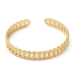 Real 18K Gold Plated Ion Plating(IP) 304 Stainless Steel Bangles, Curb Chain Cuff Bangles, Jewelry for Women, Real 18K Gold Plated, Inner Diameter: 2 inch(5.2cm)