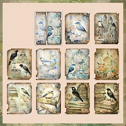 Bird 30 Sheets Retro Scrapbook Decorative Paper Set, Journal Pocketbook Paper, Bird, 136x106mm