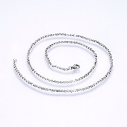 Stainless Steel Color 304 Stainless Steel Cable Chain Necklaces, Stainless Steel Color, 17.71 inch(45cm), 2mm