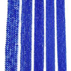 Королевский синий Стеклянные бусины, граненые, рондель, королевский синий, 3.5~3.8x3 мм, отверстие : 0.4 мм, около 105~110 шт / нитка, 29~31 см