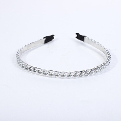 Silver Alloy Curb Chain Hair Bands, Hair Accessories for Women Girls, Silver, 120x140mm