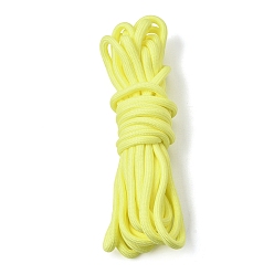 Champagne Yellow Nylon Braided Cord, Round, for Shoelace Making, DIY Clothes Sewing, Champagne Yellow, 5mm, about 5.47 Yards(5m)/pc