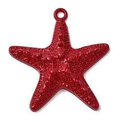 Красный Большие подвески из сплава с аэрозольной краской, морская звезда, красные, 59.5x56x9 мм, отверстие : 4 мм