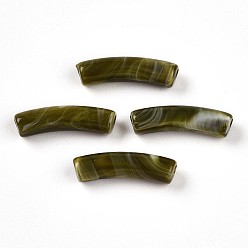 Темно-оливково-зеленый Двухцветные акриловые бусины, бусы из искусственного камня, изогнутая трубка, темно-оливковый зеленый, 19.5~20x6 мм, отверстие : 1.6 мм