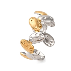 Золотой & Цвет Нержавеющей Стали 304 двухцветные манжетные кольца из нержавеющей стали, ионное покрытие (ip), золотые и нержавеющая сталь цвет, 10.2 мм