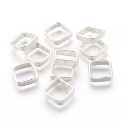 925 Sterling Silver Plated Brass Bead Frames, Long-Lasting Plated, Lead Free & Cadmium Free & Nickel Free, Square, Matte Style, 925 Sterling Silver Plated, 13x13x4mm, Hole: 1.4mm, Inner Size: 10mm
