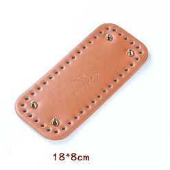 Chocolate PU Leahter Knitting Crochet Bags Bottom, Rectangle with Word Handmade, Bag Shaper Base Replacement Accessaries, Chocolate, 18x8cm, Hole: 5mm