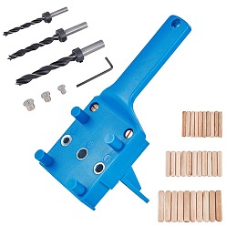 Mixed Color Plastic Woodworking Doweling Jig, for Wood Punching, with Iron Electric Drills, Drill Center for Dowel, Drill Bits, Hexagon Wrench, Dowel, Wood Dowel Pins, Mixed Color, Box Size: 20.5x8x8cm