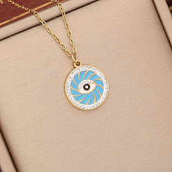 5# lake blue Jewelry personality dripping eye pendant temperament stainless steel collarbone chain necklace N1090