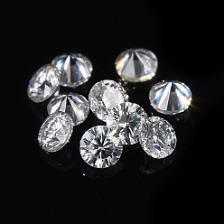 Crystal Pointed Back Glass Rhinestone Cabochons, Faceted, Diamond, Crystal, 1.7mm, about 50pcs/bag