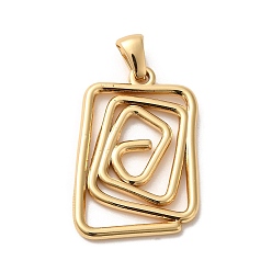 Rectangle Golden Plated 304 Stainless Steel Pendants, Wire Wrapped Charms, Rectangle, 29x19x2mm, Hole: 6x3mm