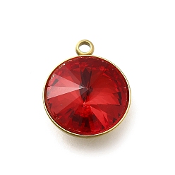 Гиацинт 304 подвески из нержавеющей стали, со стразами, реальный 18 k позолоченный, ионное покрытие (ip), плоско-круглые, гиацинт, 16.5x13.5x7.5 мм, отверстие : 1.6 мм