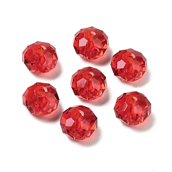 Red Glass Imitation Austrian Crystal Beads, Faceted, Rondelle, Red, 8x5~5.5mm, Hole: 1.2~1.5mm
