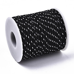 Noir Cordon polyester polyvalent, pour la fabrication de bracelets en corde ou de lacets de bottes, noir, 3x2mm, environ 21.87 yards (20m)/rouleau