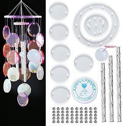 White Wind Chime Making Kit, Including Silicone Pendant Mold, Beads, Crystal Thread, Tube, White, 195x145x17mm