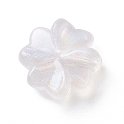 Floral White Luminous Acrylic Beads, Glitter Beads, Glow in the Dark, Four Leaf Clover, Floral White, 15.5x16x5mm, Hole: 2mm, about 740pcs/500g