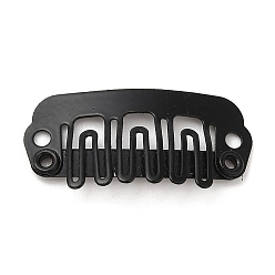 Electrophoresis Black Iron Snap Wig Clips, 6 Teeth Comb Clips for Hair Extensions, Electrophoresis Black, 23x11.5x1.5mm