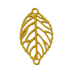 Dark Goldenrod 430 Stainless Steel Connector Charms, Etched Metal Embellishments, Leaf Links, Dark Goldenrod, 19x10.5x0.5mm, Hole: 1.2mm