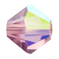 20020 200 Light Amethyst AB Хрустальные бусины preciosa®, чешский хрусталь, биконус(451 69 302 рондель), 20020 200 светлый аметист ab, 6 мм, отверстие : 1 мм